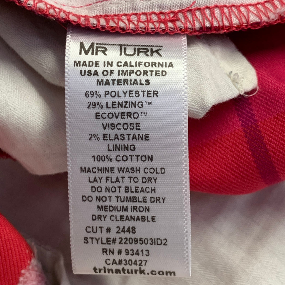 MR TURK Size 36 Red Fuchsia Plaid Polyester Blend Zip Fly Shorts