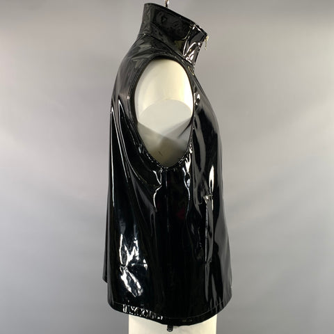 MSGM Size M Black Polyurethane Polyester Zip Up Vest