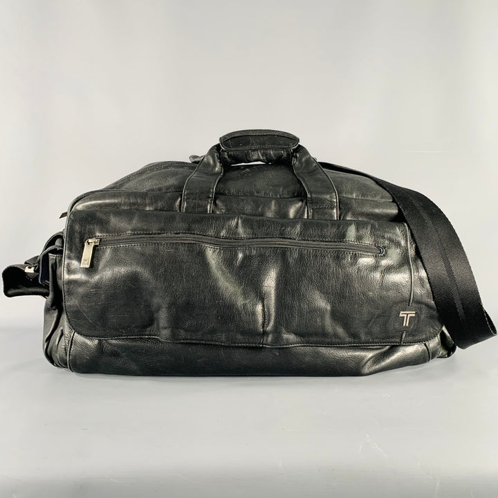 TUMI Black Leather Overnight Bag