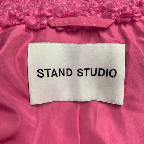 STAND STUDIO Size S Audrey Pink Brown Polyester Shaggy Faux Fur Jacket