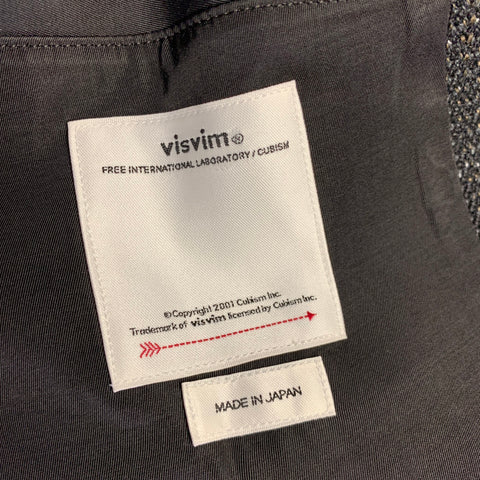 VISVIM Size M Black Brown Tweed Wool Linen Silk Notch Lapel Coat