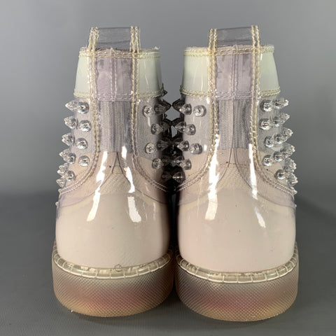 CHRISTIAN LOUBOUTIN Size 12.5 Silver Grey Studded High Top Sneakers