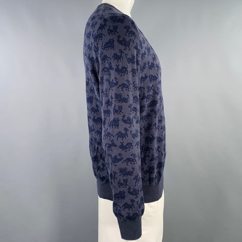 PS by PAUL SMITH Size L Navy Print Cotton Crew Neck Pullover