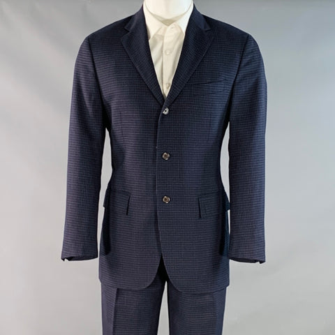 POLO by RALPH LAUREN Size L Regular Navy Grey Checkered Notch Lapel Suit