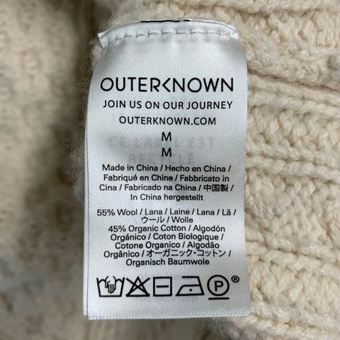 OUTERKNOWN Suéter de pescador de algodón y lana de punto color crema talla M