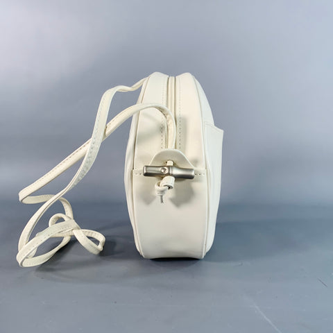 LONGCHAMP Vintage White Faux Leather Round Crossbody Handbag