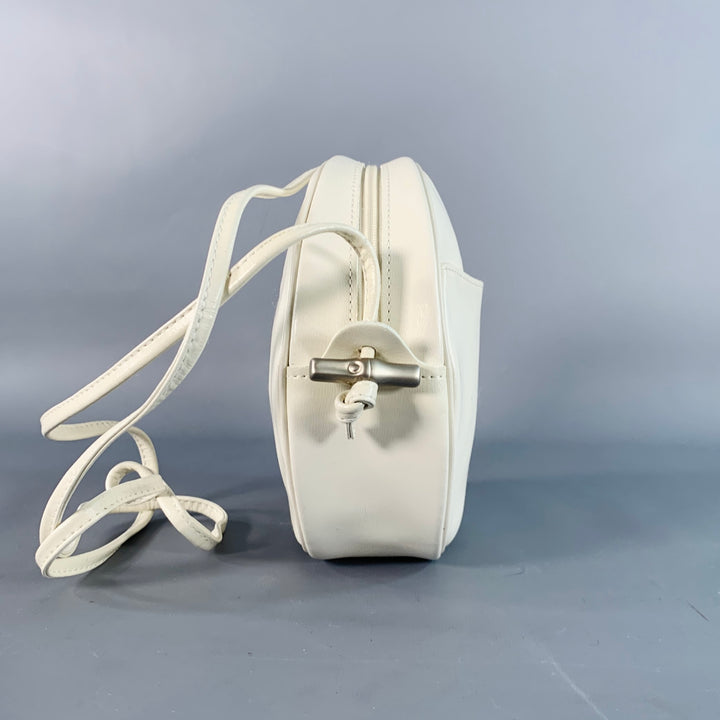 LONGCHAMP Vintage White Faux Leather Round Crossbody Handbag