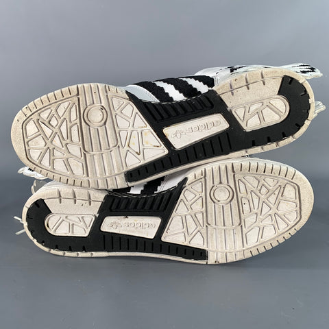 ADIDAS x JEREMY SCOTT Size 9.5 JS Wings 2.0 Pixel White Black Leather High Top Sneakers
