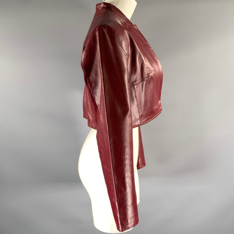 HAL RUBENSTEIN Size M Burgundy Leather Jacket Blazer