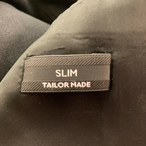 VERSACE Size 38 Black Solid Wool Silk Notch Lapel Suit