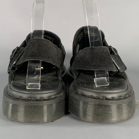 DR. MARTENS Size 10 Black Textured Leather Belted Sandals