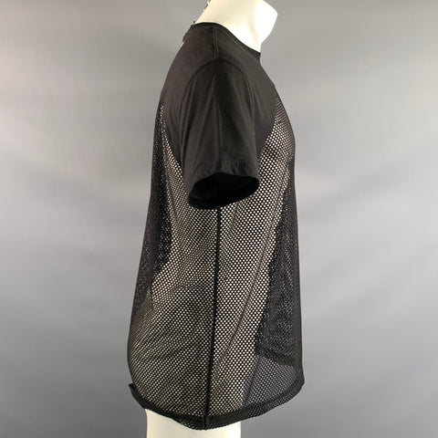 NIKE Size M Black Mesh Cotton Blend See Through T shirt