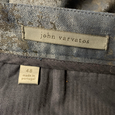 JOHN VARVATOS Size 32 Navy Black Jacquard Cotton Blend Trouser Cut Dress Pants