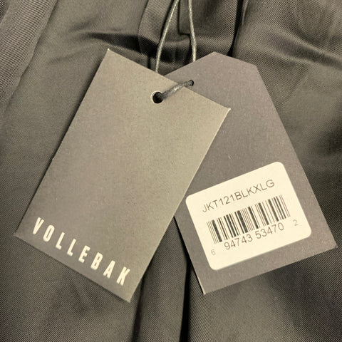 VOLLEBAK Size XL Black Cotton Blend Zip Pockets Jacket