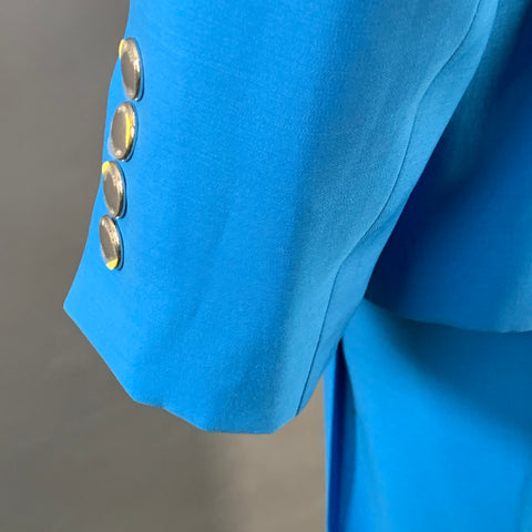 BURBERRY SS23 Size 40 Blue Wool Peak Lapel Double Breasted Suit
