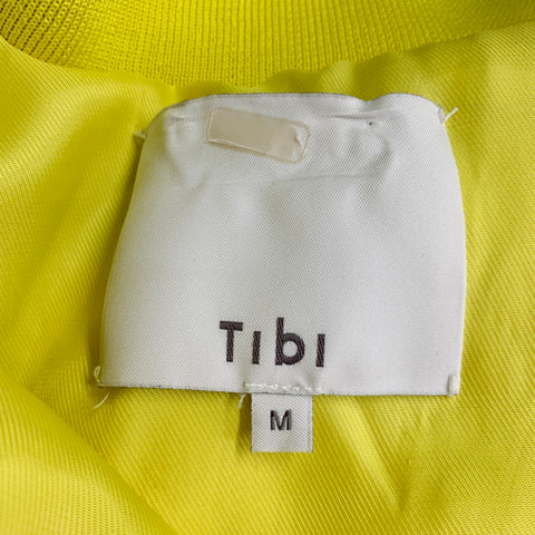 Veste Bomber Oversize Zippée TIBI Taille M en Fausse Fourrure Texturée Acrylique Jaune