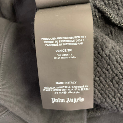 PALM ANGELS Taille XXL Sweat-shirt à capuche en coton noir et beige avec ours tufté sans tête
