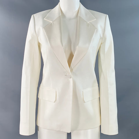 HELMUT LANG Size 0 Cream Viscose Cotton Woven Jacket Blazer