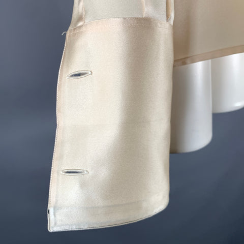 CHANEL Size M Cream Black Silk French Cuff Blouse