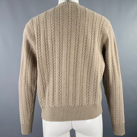 THERE WAS ONE Size M Brown Taupe Cable Wool Sweater