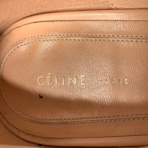 CELINE Size 7 High Throat Burgundy Leather Cone Heel Pumps