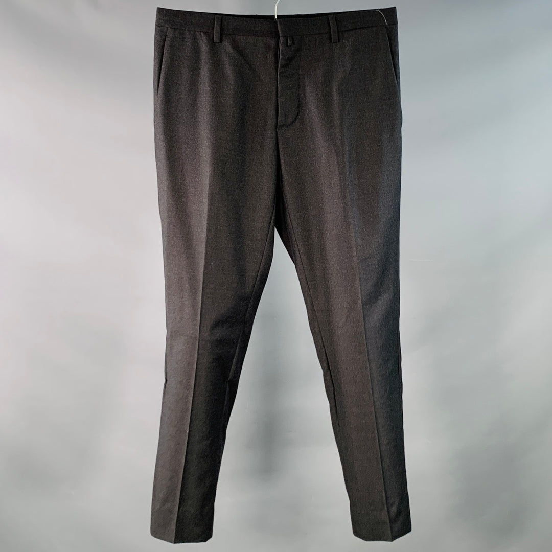 JIL SANDER Size 30 Grey Charcoal Twill Wool Tapered Dress Pants