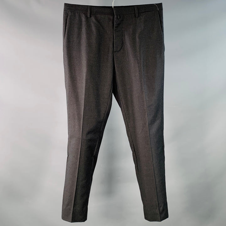 JIL SANDER Size 30 Grey Charcoal Twill Wool Tapered Dress Pants