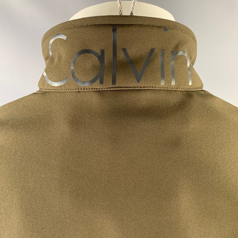 CALVIN KLEIN Size M Olive Polyester Spandex Zip Up Jacket