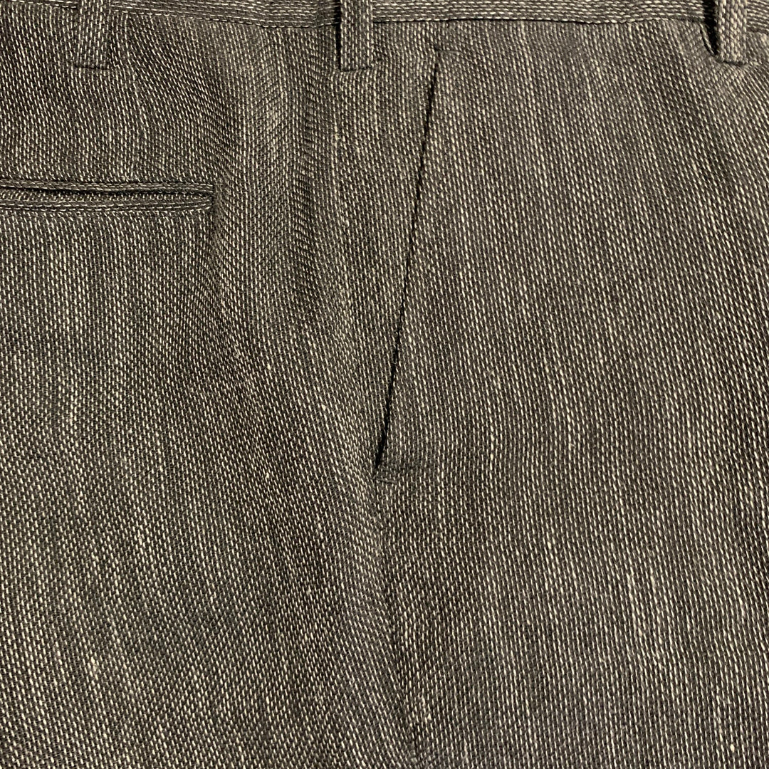 ISSEY MIYAKE Size L Black Grey Woven Hemp Blend Notch Lapel Suit