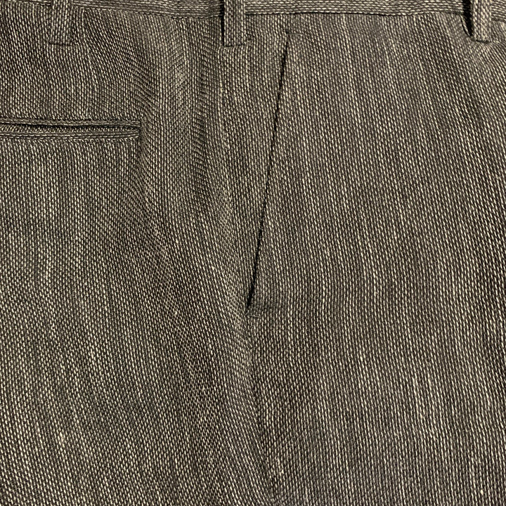 ISSEY MIYAKE Size L Black Grey Woven Hemp Blend Notch Lapel Suit