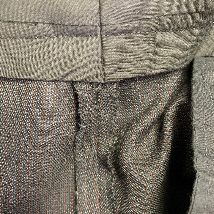 RAF SIMONS Size 38 Black Red Woven Virgin Wool Mohair Flat Front Dress Pants