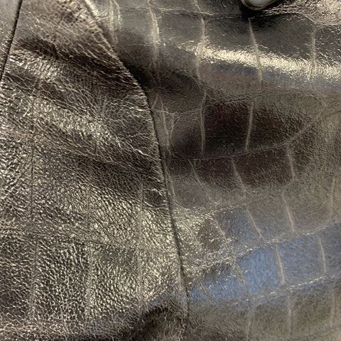 DUE G Size 6 Black Embossed Patent Leather Single Breasted Coat