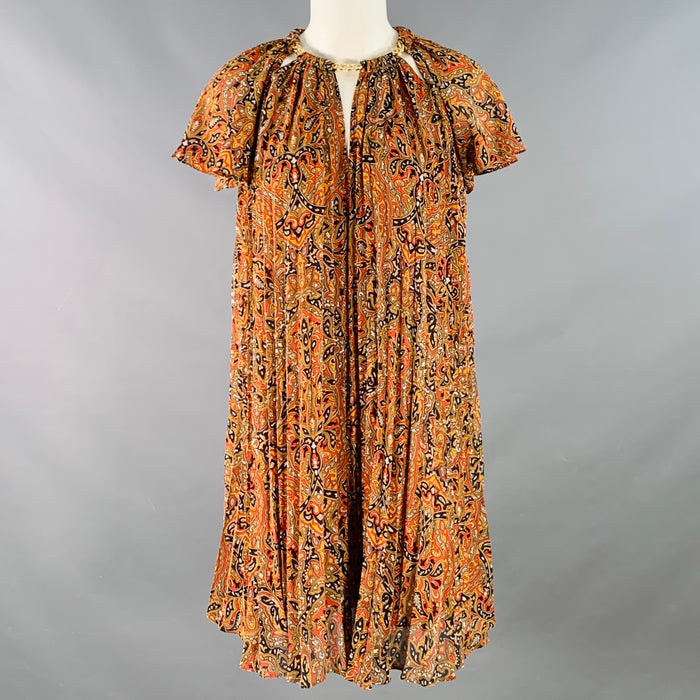MICHAEL by MICHAEL KORS Size XS Orange Black Polyester Accordion Pleated Cocktail Dress