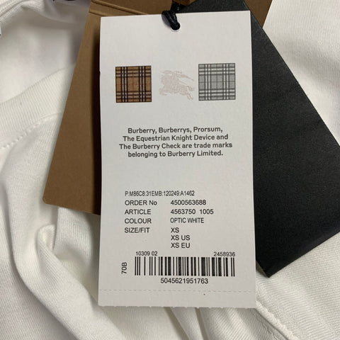 BURBERRY Size XS White Embellishment Cotton Crew Neck Pullover