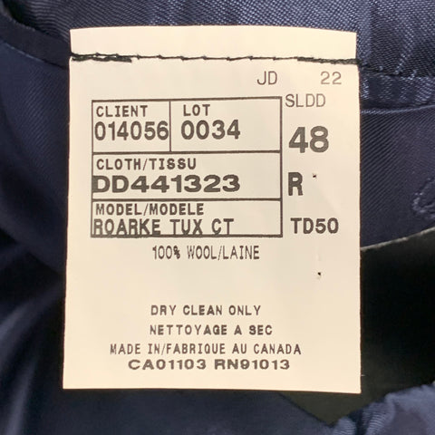 DAVID DONAHUE Size 48 Roarke Black Wool Notch Lapel Tuxedo