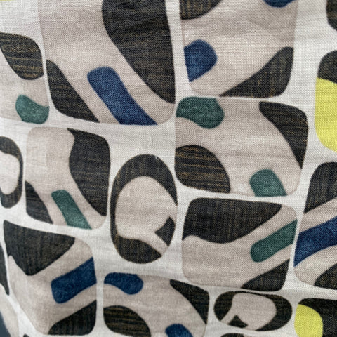 MAX MARA Size 8 Grey Multi Color Cotton Silk Abstract Short Sleeve Dress