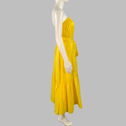 Robe bustier en soie jaune Sakura à volants, taille S, de la marque ANAAK