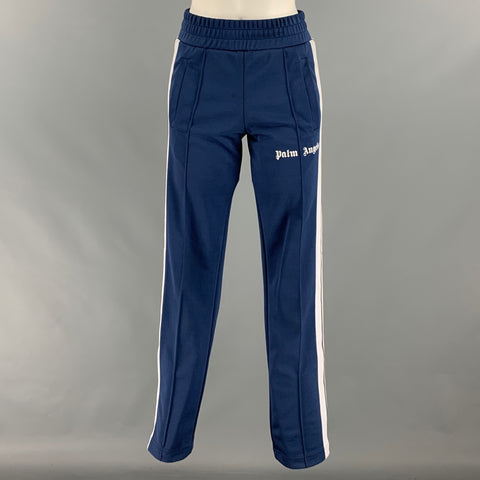 PALM ANGELS Size XXS Blue White Polyester Stripe Joggers Casual Pants
