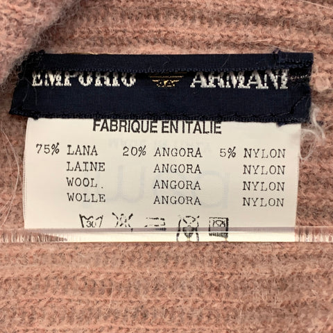 EMPORIO ARMANI Rose Pink Ribbed Wool Angora Blend Knit Scarf Shawl