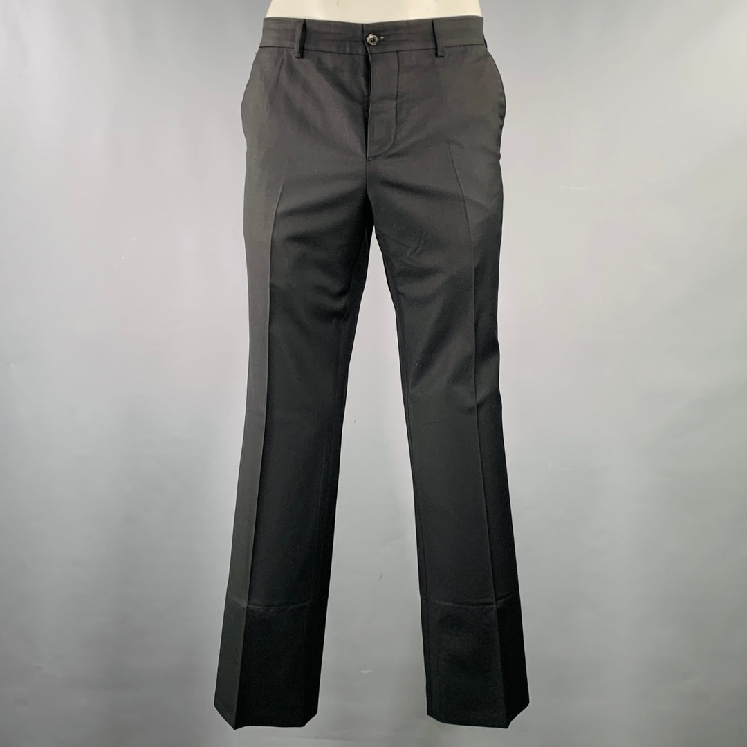 JOHN GALLIANO Size 34 Black Wool Button Fly Dress Pants
