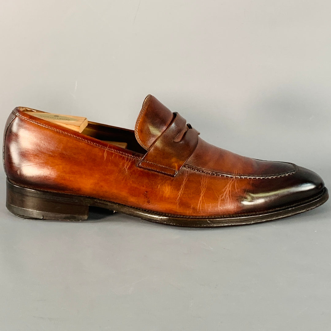 MAGNANNI Size 11 Brown Leather Penny Loafers