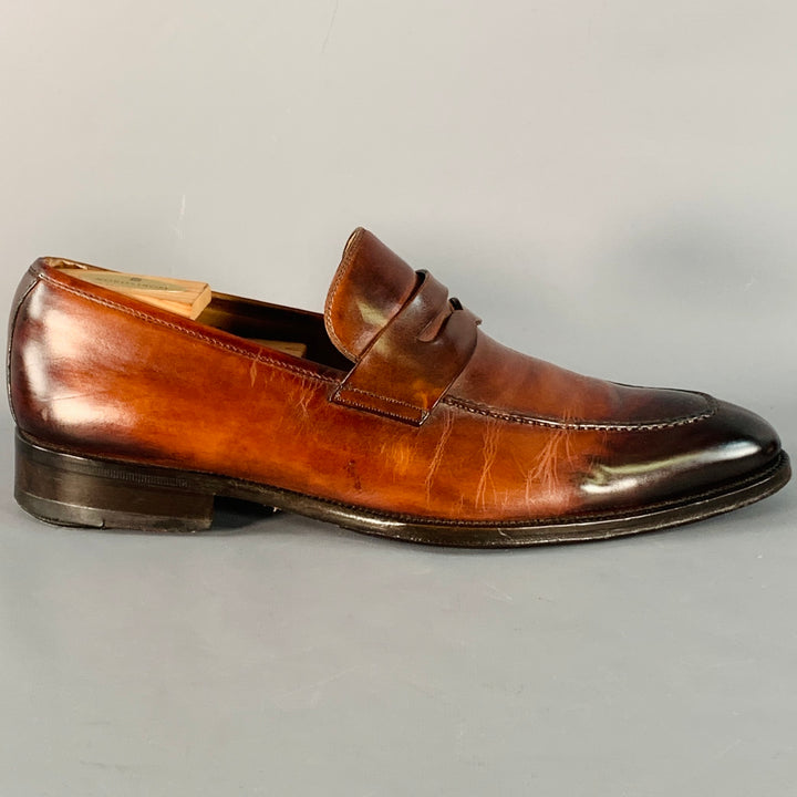 MAGNANNI Size 11 Brown Leather Penny Loafers