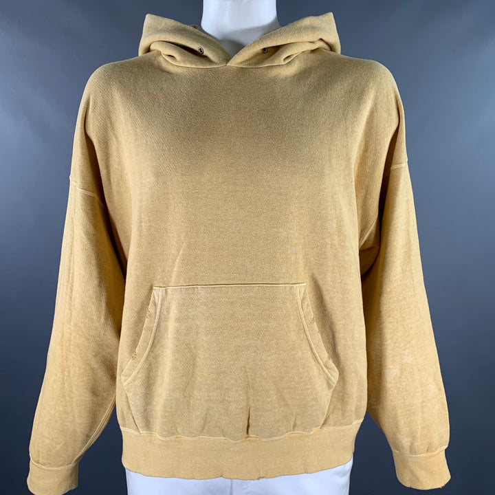 VISVIM Size L Yellow Mustard Dyed Cotton Hooded Sweatshirt