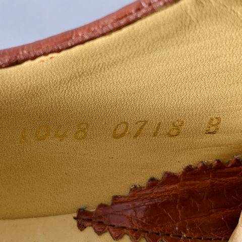 BELVEDERE Size 9 Brown Alligator Leather Derby Lace-Up Shoes