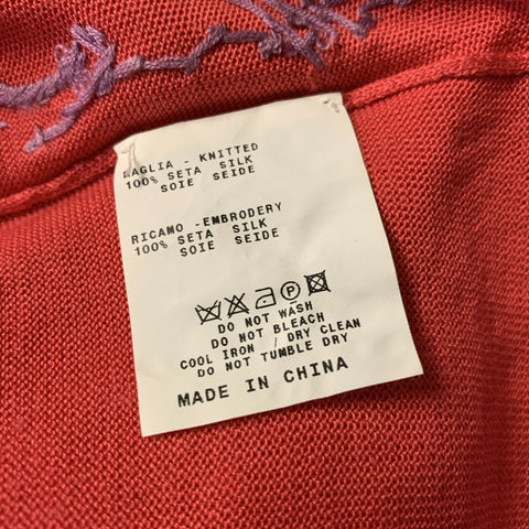 ETRO Size 4 Lavender Coral Silk Embroidered Tank Casual Top