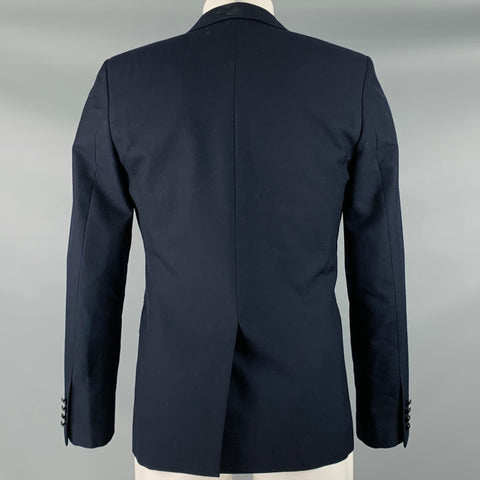 SAINT LAURENT Size 36 Navy Wool Notch Lapel Sport Coat