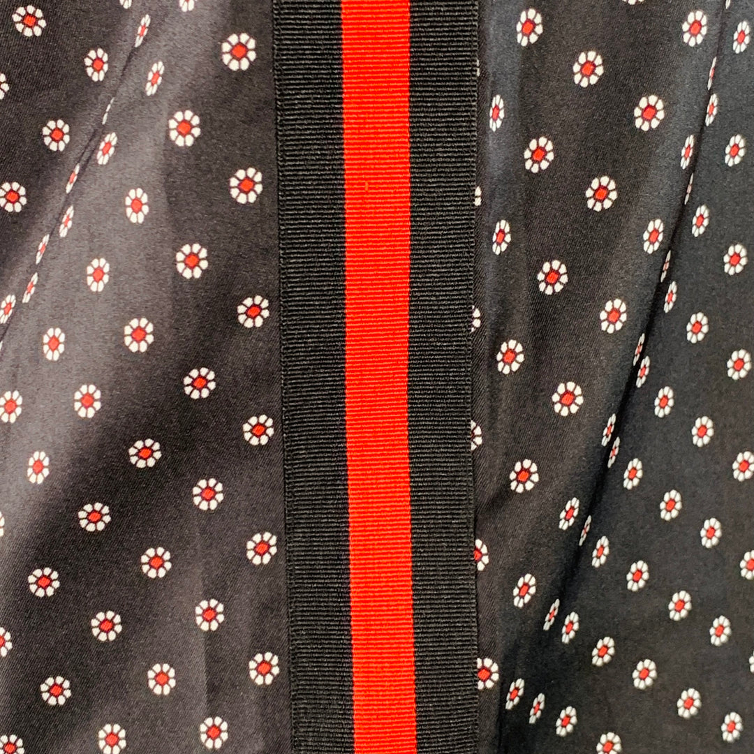 THE KOOPLES Size S Black Red White Silk Floral Short Sleeve Casual Top