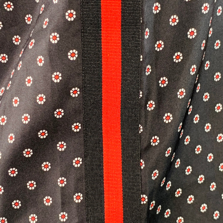 THE KOOPLES Size S Black Red White Silk Floral Short Sleeve Casual Top