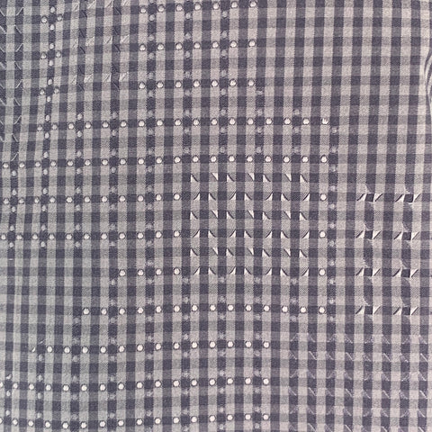 HERMES Size L Navy Blue Checkered Cotton Button Up Long Sleeve Shirt