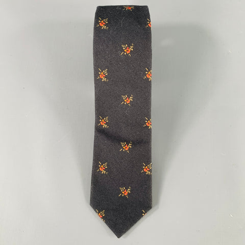 GIVENCHY Black Red Floral Cotton Tie